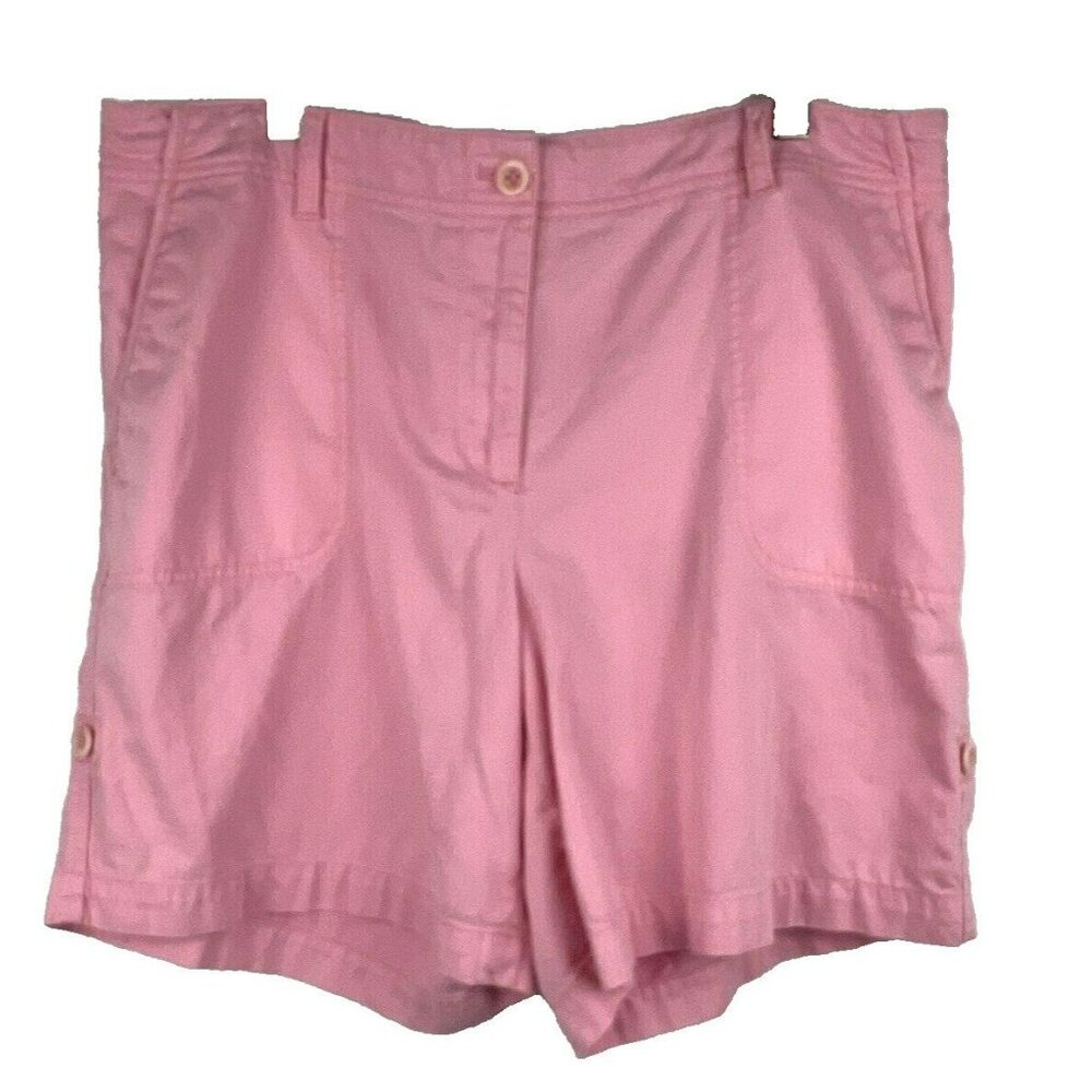 Talbots Shorts Women's Size 16P Petite Pink Cotton Linen Stretch Zip‎ Pockets